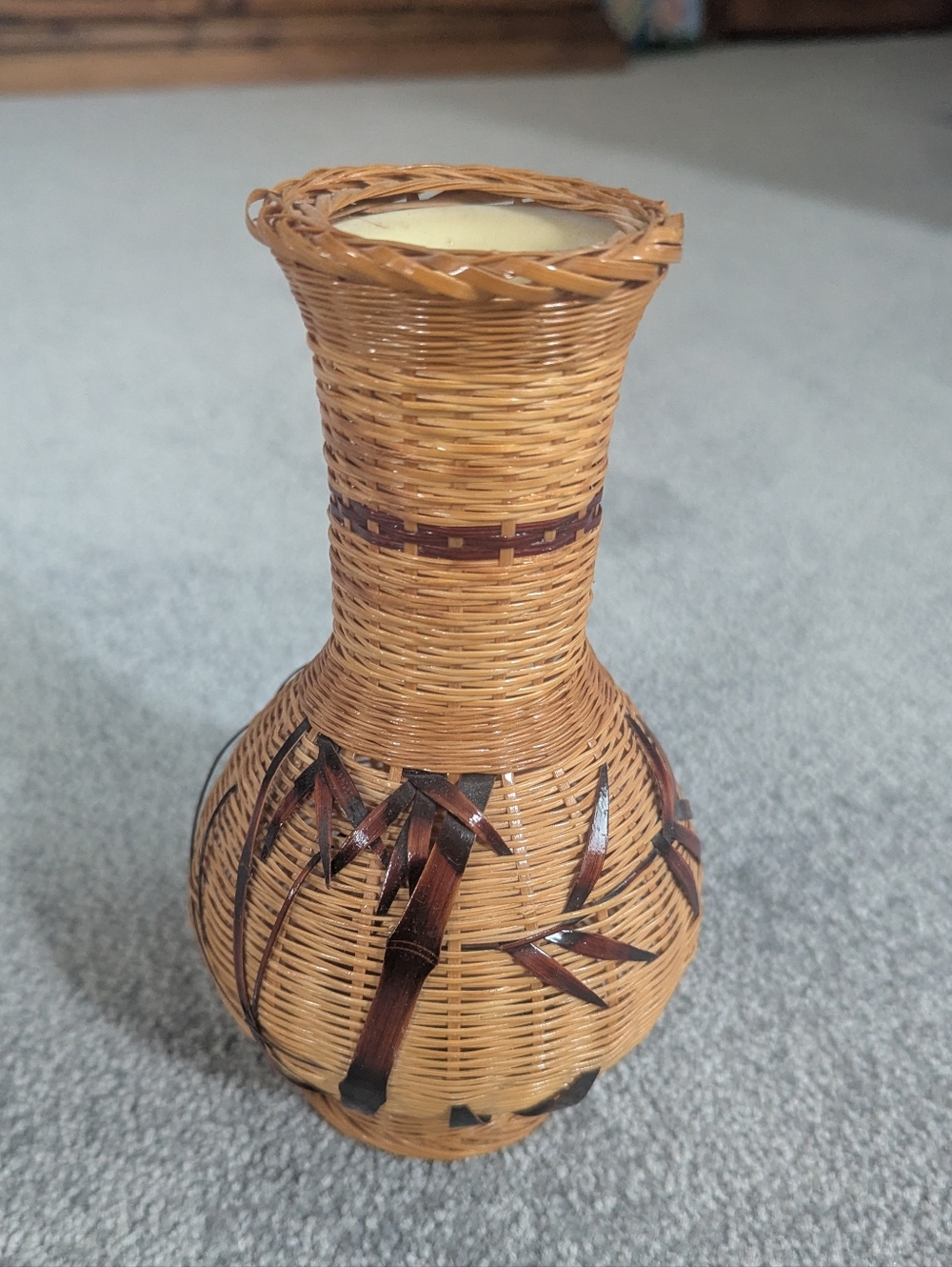 Woven Bamboo Vase with Porcelain Insert